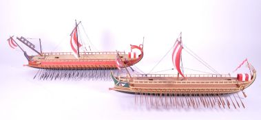 TWO LATE 20TH CENTURY SCRATCH BUILT TRIREME SHIPS