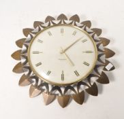 WESTCLOX MID CENTURY RETRO SUNBURST WALL CLOCK