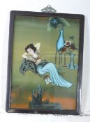 VINTAGE 20TH CENTURY REVERSE GLASS JAPANESE PAINTING