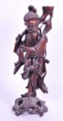20TH CENTURY CHINESE HARDWOOD FISHERMAN FIGURE