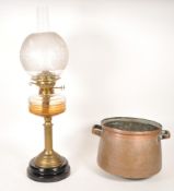 19TH CENTURY MIDDLE EASTERN COOKING POT W/ VICTORIAN OIL LAMP