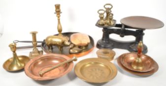 COLLECTION OF 19TH CENTURY BRASS & COPPER WARES INC SKILLET PAN