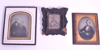 THREE 19TH CENTURY VICTORIAN PORTRAIT AMBROTYPE PHOTOGRAPHS