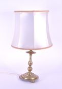 19TH CENTURY VICTORIAN TURNED BRASS TABLE LAMP WITH SHADE