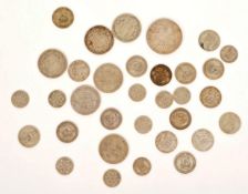 COLLECTION OF BRITISH .500 SILVER COINS