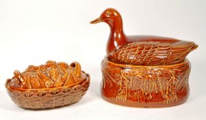 PORTMEIRION - TWO LATE 20TH CENTURY POTTERY LIDDED OVEN DISHES