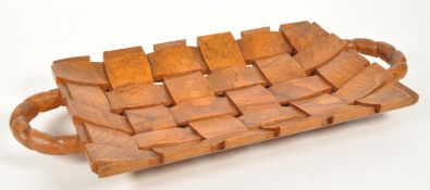 20TH CENTURY CARVED WOODEN BASKET TRAY