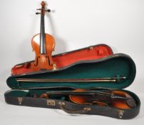 TWO 19TH CENTURY STRINGED MUSICAL VIOLIN INSTRUMENTS
