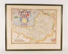 1967 PRINT OF SAXTON'S MAP OF SOMERSET, 1575 BY TAYLOWE LIMITED