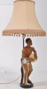 1950S AFRICAN DRUMMER CHALKWARE TABLE LAMP FIGURE