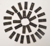 20TH CENTURY BRASS INLAID DOMINOES SET