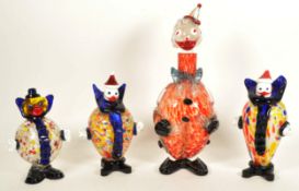 COLLECTION OF FOUR MURANO STYLE STUDIO GLASS CLOWN FIGURES