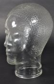 VINTAGE 20TH CENTURY CLEAR GLASS SHOP MILLINERS HEAD