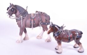 BESWICK - TWO CHINA PORCELAIN HORSE FIGURINES