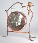 LATE 19TH CENTURY ARTS & CRAFTS COPPER TABLE TOP BRASS GONG & STRIKE