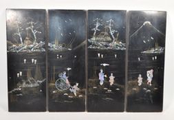 FOUR 20TH CENTURY CHINESE ABALONE INLAID PANELS