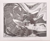 COLIN SEE-PAYTON - RED THROATED DIVERS - SIGNED WOODBLOCK PRINT ENGRAVING