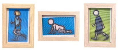 JULIAN OPIE (B.1958) - WALKING AND CRAWLING FIGURES - THREE LENTICULAR POSTCARDS