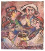 JOVAN OBICAN (1918-1986) - UNTITLED FOLK GROUP OIL