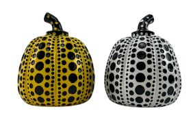 YAYOI KUSAMA - PUMPKIN X2 - TWO CAST RESIN SCULPTURES