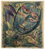 CARL HENNING PEDERSEN (1913-2007) - COMPOSITION WITH MARKS & BIRD, 1967