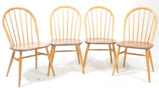 ERCOL - FOUR VINTAGE BEECH & ELM DINING CHAIRS