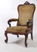 19TH CENTURY VICTORIAN CARVED SPOONBACK ARMCHAIR