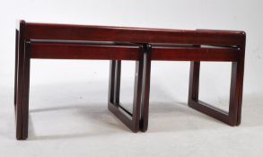 BRITISH MODERN DESIGN - MID CENTURY FAUX ROSEWOOD NEST OF TABLES