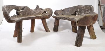 RUSTIC FORM TREE TRUNK GAREN BENCHES