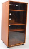 MID CENTURY RETRO TEAK AND GLAZED HI-FI MUSIC MEDIA CABINET