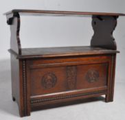 1920S OAK JACOBEAN REVIVAL HALL / MONK BENCH