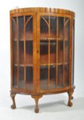 LATE 20TH CENTURY QUEEN ANNE STYLE WALNUT DEMI LUNE DISPLAY CABINET