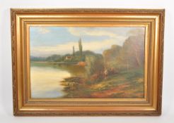 1924 OIL ON CANVAS LANDSCAPE RURAL COUNTRYSIDE PAINTING