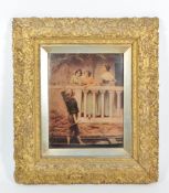 19TH CENTURY ITALIAN REVERSE GLASS PAINTING WITHIN GILT WOODEN FRAME