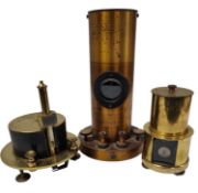 COLLECTION OF LATE 19TH EARLY 20TH CENTURY BRASS GALVONOMETER, VOLTMETERS TEST APPARATUS