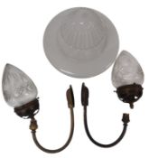 COLLECTION OF GLASS LAMPSHADES AND LIGHT FITTINGS