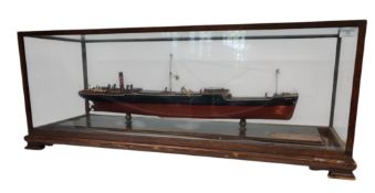 VINTAGE EARLY 20TH CENTURY GLASS CASED MODEL SS BRIMSDOWN SHIP COLLIER