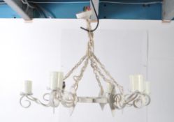 LATE 20TH CENTURY PAINTED WROUGHT METAL CHANDELIER
