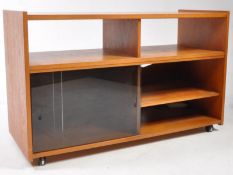 BRITISH MODERN DESIGN - LATE 20TH CENTURY TEAK SIDEBOARD MEDIA CABINET