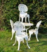 20TH CENTURY CAST ALUMINIUM WHITE PAINTED GARDEN DINING SUITE