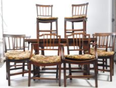 VINTAGE MID CENTURY 1940S OAK DINING TABLE W/ EIGHT DINING CHAIRS