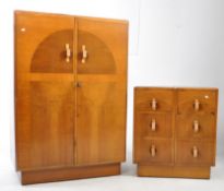 ART DECO BEDROOM SUITE - BACHELOR'S WADRDROBE & CHEST OF DRAWERS