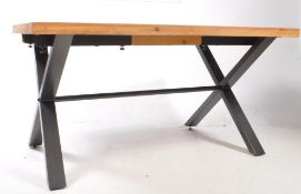 CONTEMPORARY MODERN DESIGN OAK & METAL REFECTORY DINING TABLE