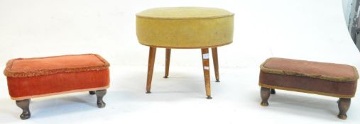 BRITISH MODERN DESIGN - THREE VINTAGE 20TH CENTURY FOOTSTOOLS