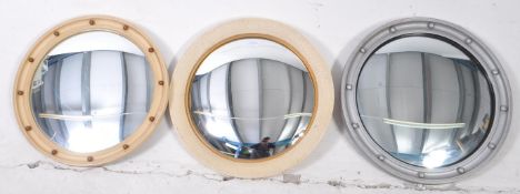 COLLECTION OF THREE 20TH CENTURY CONVEX MIRRORS WITH PLASTER FRAMES