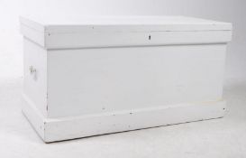 WHITE PAINTED 19TH CENTURY VICTORIAN TWIN HANDLED PINE BLANKET BOX