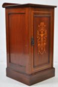 EDWARDIAN INLAID MAHOGANY POT / BEDSIDE PEDESTAL CUPBOARD
