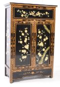 CONTEMPORARY CHINOISERIE BLACK LACQUER CABINET