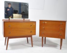 BRITISH MODERN DESIGN - MID CENTURY TEAK CHEST OF DRAWERS & DRESSING CHEST