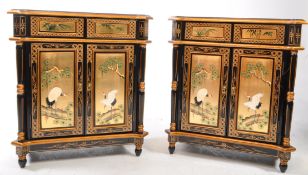 PAIR OF CHINOISERIE GILT & LACQUERED CHINESE CABINETS